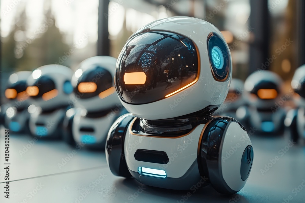 Poster Robots on display at a technology exhibition showcasing advancements in artificial intelligence and robotics