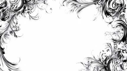 Elegant Black and White Vintage Floral Decorative Frame Design