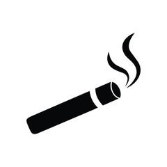 Burning Cigarette Silhouette with Smoke Icon
