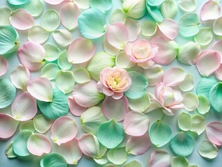 Obraz premium Delicate Flower Petals: Extreme Close-up Botanical Photography - Mint Green & Blush Pink