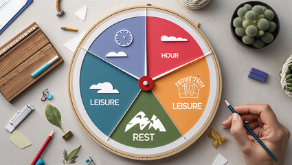 Organized Food Preparation Concept Featuring Circular Meal Planner on Pastel Background