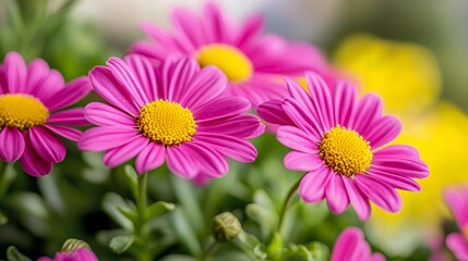 Obraz premium Closeup of Pink and Yellow Daisies in Bloom