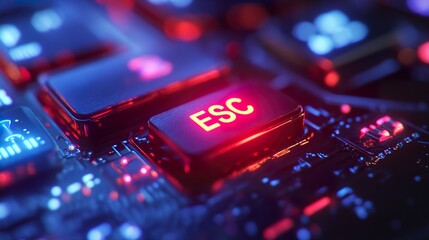 Red ESC Key Macro Detail on Computer Keyboard