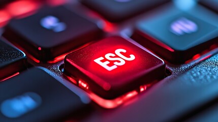 Red ESC Key Macro Detail for Tech and Design Enthusiasts