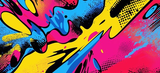Vibrant abstract splash design with bold colors and dynamic shapes