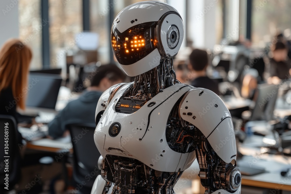 Aufkleber Robotic innovation showcased in modern workspace during collaborative technology development