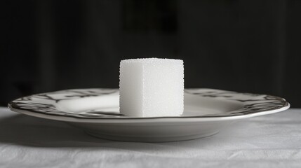 White Plate with Sugar Cube Featuring Crystal Edges