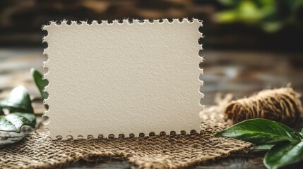 A blank postage stamp, a miniature canvas of white, ready to be adorned with a personalized message or image.