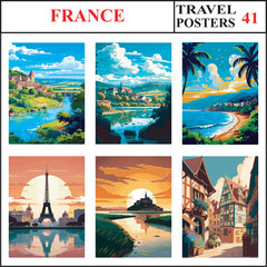 France Dordogne Dordogne Cote d Azur Travel Poster Wall Art Print Collection Set Part 41