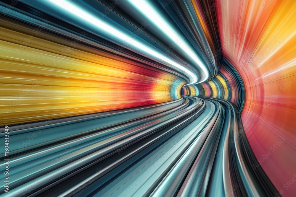 Aufkleber dynamic motion through a colorful tunnel showcasing vibrant lights and smooth curves
