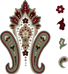 Vector paisley traditional decorative floral elements and motifs collection