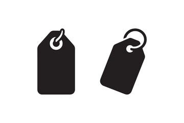 Price tag icon silhouette vector illustration in black and white, set against a white background