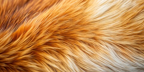 Fototapeta premium Textured close-up of realistic dog fur showcasing shades of orange and white against a simple background Wallpaper, background, detailed texture, fur fox AI