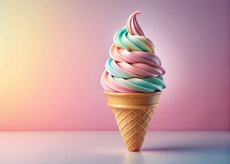 Delicious Soft Serve Ice Cream Cone, Digital Drawing, Summer Treat, Sweet Dessert