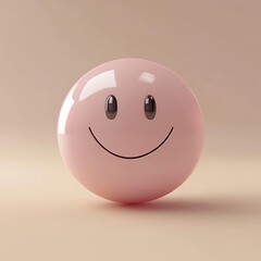 Fototapeta premium Smiley emoji in soft pastel pink with a delicate beige background and soft shadows