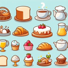 coffee and sweets cartoon background