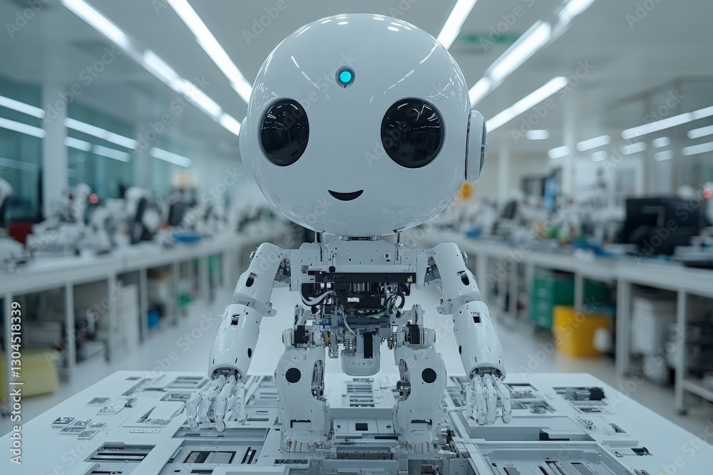 Aufkleber Robotic assistant showcases advanced design in a modern technology lab located in a high-tech facility