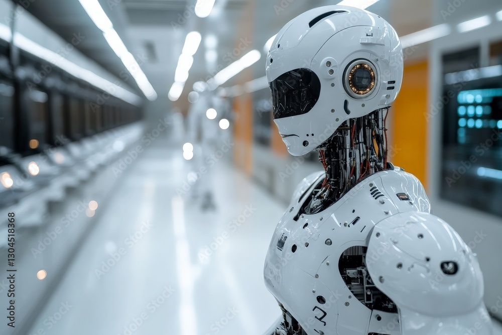 Leinwandbilder futuristic humanoid robot in a sleek modern laboratory setting showcasing advanced technology and de