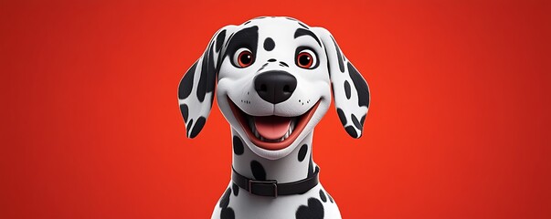 Smiling Dalmatian emoji with vibrant red background and a clean, crisp look