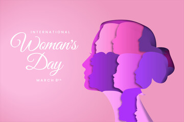 International Women's Day Vector illustration of diverse cartoon women