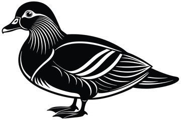 Obraz premium A silhouette Duck on white background