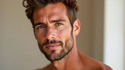 Fototapeta premium natural products create smooth skin tone men unique features like freckles textured