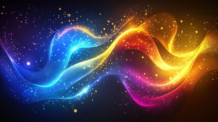 Fototapeta premium Vibrant Glowing Waves Abstract Art: A Symphony of Color and Light