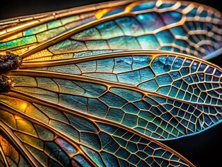 Detailed Close-Up of Insect Wings, Low Light Macro Photography