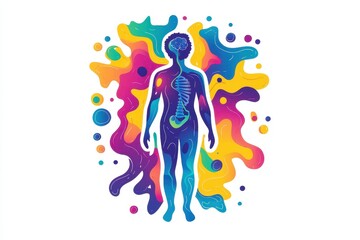 Vibrant Silhouette of Human Body with Abstract Colorful Background