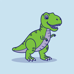 Obraz premium Cute dinosaur cartoon. Vector illustration of a cute dinosaur isolated on a blue background.