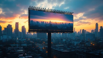 A sleek black billboard, its surface reflecting the vibrant cityscape, stands ready to showcase a captivating advertisement.