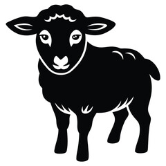 Cute Fluffy Sheep Black and White Vector