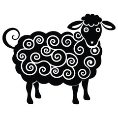 Stylized Black Sheep Clipart Design