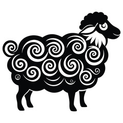 Stylized Black Sheep Clipart Design