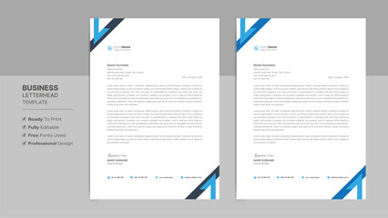 Creative letterhead format template, business style letterhead design template. Company letterhead template designs. Stationary template.