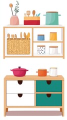 Pastel Kitchen Cabinets and Cookware