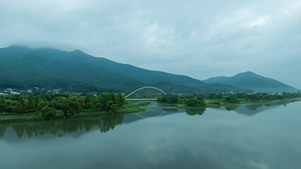 Aerial view of  Namyangju Water Garden in Gyeonggi-do South Korea
