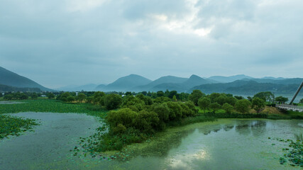 Aerial view of  Namyangju Water Garden in Gyeonggi-do South Korea
