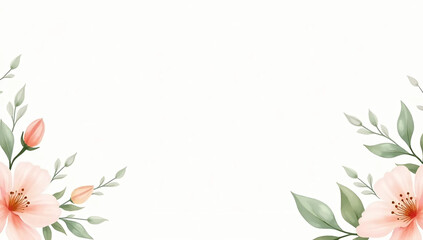 Delicate Floral Watercolor Background Design with Soft Peony and Leaf Motifs