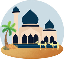 Eid Mubarak Mosque Illustration