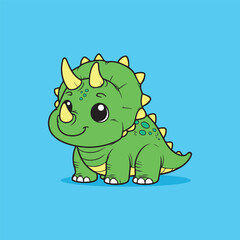 Obraz premium Cute cartoon dinosaur. Vector illustration. Isolated on blue background.