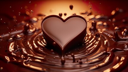 Chocolate heart swirl brown color liquid drink Chocolate syrup heart texture background swirling delicious chocolate