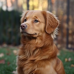 Golden Retriever portrait, autumn park