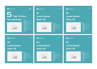 Fototapeta premium Microblog carousel slides template for social media. Tips sharing Instagram carousel template or LinkedIn carousel banner post