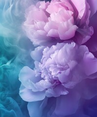 Obraz premium Pastel peonies in ethereal smoke.
