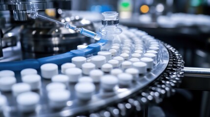Smart manufacturing line processing pharmaceutical products efficiently. © Sawat