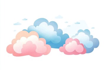 Fototapeta premium Pastel pink and blue cloudscape illustration.