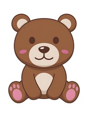 Fototapeta premium Adorable Cartoon Brown Bear with Pink Paw Pads