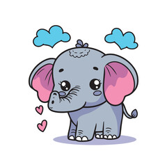 Naklejka premium Cute cartoon elephant. Vector illustration. Isolated on white background.