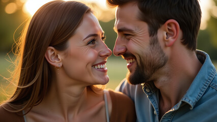 woman gazes affectionately smiling boyfriend quiet intimate moment